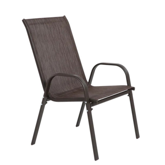 4 Piece Patio Chairs, Outdoor Camping Chairs with Breathable Textilene Fabric, Set of 2 Garden Chairs with Armrest High Backrest for Garden Patio Pool Beach Yard Space Saving ( Brown)-海智集-Default-