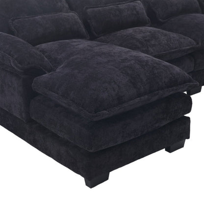 UNITED WE WIN Chenille, high quality sponge filling, solid wood frame, oversized four-seater, U-shaped combination sofa-海智集-Default-