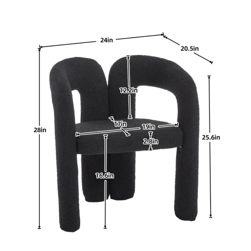 COOLMORE Contemporary Designed Teddy Fabric Upholstered Accent/Dining Chair, Black, Soft Velvet, 24'' x 20.5'' x 28''-海智集-Default-