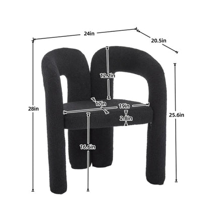 COOLMORE Contemporary Designed Teddy Fabric Upholstered Accent/Dining Chair, Black, Soft Velvet, 24'' x 20.5'' x 28''-海智集-Default-