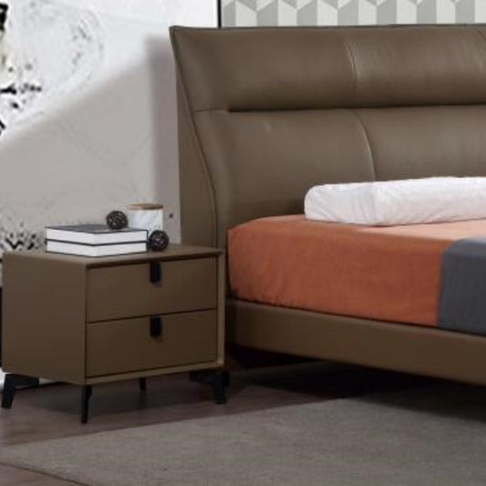 American Vintage Distressed Leather Bed | Hand-Antiqued Masterpiece for Manor Bedrooms-海智集-