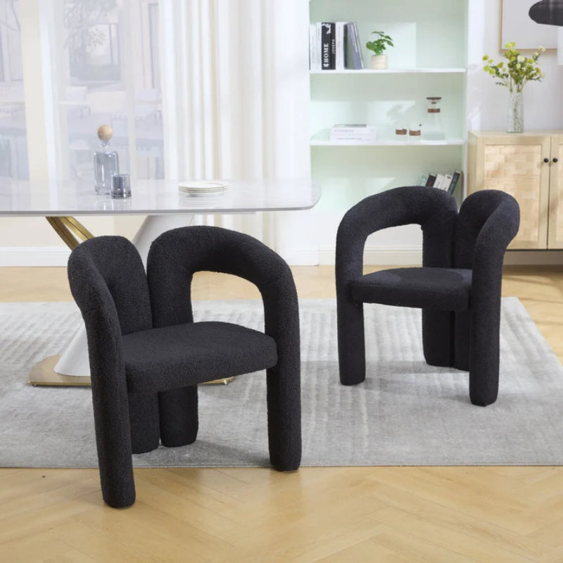 COOLMORE Contemporary Designed Teddy Fabric Upholstered Accent/Dining Chair, Black, Soft Velvet, 24'' x 20.5'' x 28''-海智集-Default-