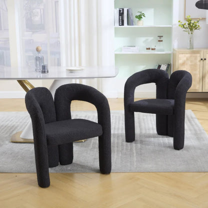 COOLMORE Contemporary Designed Teddy Fabric Upholstered Accent/Dining Chair, Black, Soft Velvet, 24'' x 20.5'' x 28''-海智集-Default-