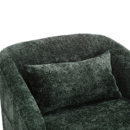 Elegant Swivel Barrel Chair, Comfy Accent Sofa Chair with 360 Degree Swivel, Chenille Fabric, Emerald, 31.5x31.5x27.56 inches-海智集-Default-