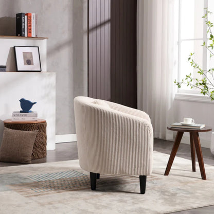 COOLMORE Living Room Accent Barrel Chair, Century Modern Style Decorative Chair, Armchair for Living Room with Thick Cushions and Pillows, Comfy Single Sofa Chair, Chair with Wooden Legs,Beige-海智集-Default-