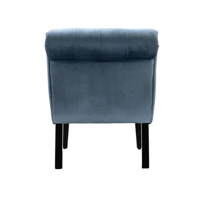 COOLMORE Modern Velvet Armless Accent Living Room Chair / Leisure Chair,Upholstered Fabric Button Comfortable Chair with Wooden Legs for Bedroom, Living Room, Office (Light Blue Velvet)-海智集-Default-