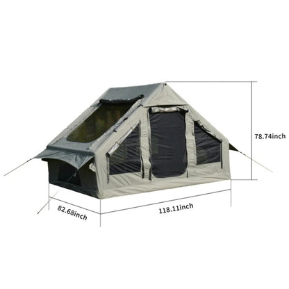Inflatable Camping Tent Easy Setup 4 Season Glamping Tent with High Performance Inflatable Structure 4-6 Persons Waterproof Windproof Outdoor Self-Supporting Blow up Tent Air Tent Portable House Beige-海智集-Default-
