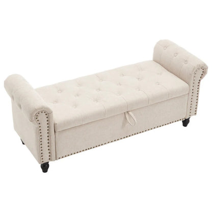 Coolmore Storage Ottoman 55.12 Inches Upholstered Fabric Storage Ottoman Bench,Button Tufted Ottoman with Storage for Living Room,Bedroom End of Bed Bench Withstands 275lbs-海智集-Default-