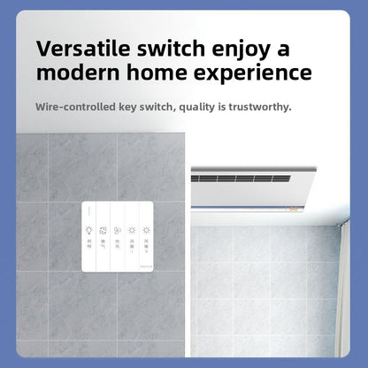 Large Screen Lighting Wind Heating Exhaust Ventilation Integrated Ceiling Bathroom Heater Bathroom Heater with Delay Shut-off Heating Device-Kitchen & Bathroom-海智集-Key Switch [2850W Dual Core Power]-300X600-