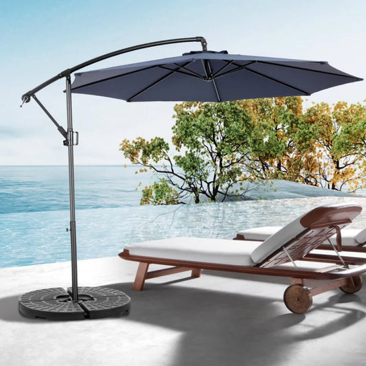 Best Choice Products 10ft Offset Hanging Market Patio Umbrella w/Easy Tilt Adjustment, Polyester Shade, 8 Ribs for Backyard, Poolside - (Navy blue )(No Base)-海智集-Default-