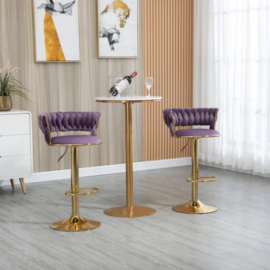 COOLMORE Swivel Bar Stools Set of 2 Adjustable Counter Height Chairs with Footrest for Kitchen, Dining Room 2PC/SET-海智集-Default-