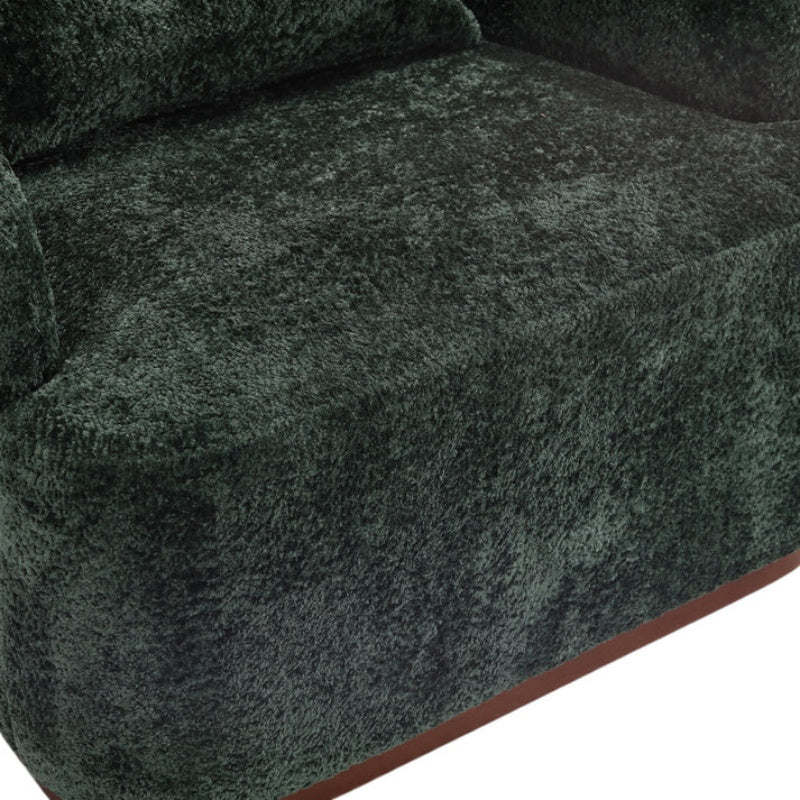 Elegant Swivel Barrel Chair, Comfy Accent Sofa Chair with 360 Degree Swivel, Chenille Fabric, Emerald, 31.5x31.5x27.56 inches-海智集-Default-