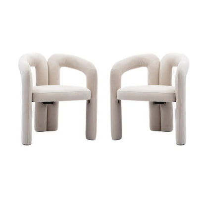 Contemporary Designed Velvet Fabric Upholstered Accent/Dining Chair /Barrel Side Chairs Kitchen Armchair for Living Room set of 2 (Beige Velvet)-海智集-Default-