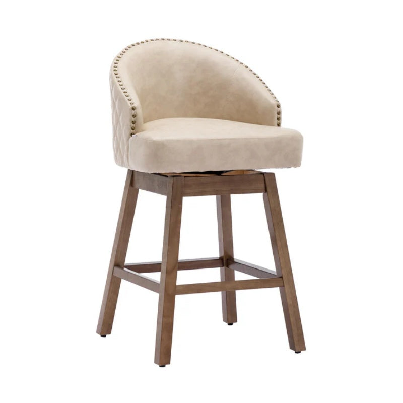 COOLMORE Bar Stools Set of 2 Counter Height Chairs with Footrest for Kitchen, Dining Room And 360 Degree Swivel-海智集-Default-