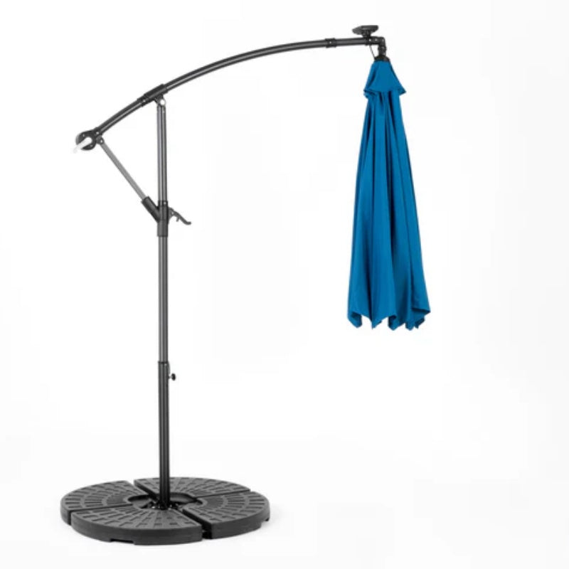 10ft Solar LED Offset Hanging Market Patio Umbrella ( Dark blue)(No Base)-海智集-Default-