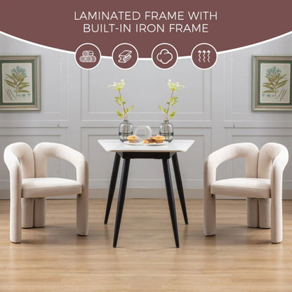 Contemporary Designed Velvet Fabric Upholstered Accent/Dining Chair /Barrel Side Chairs Kitchen Armchair for Living Room set of 2 (Beige Velvet)-海智集-Default-