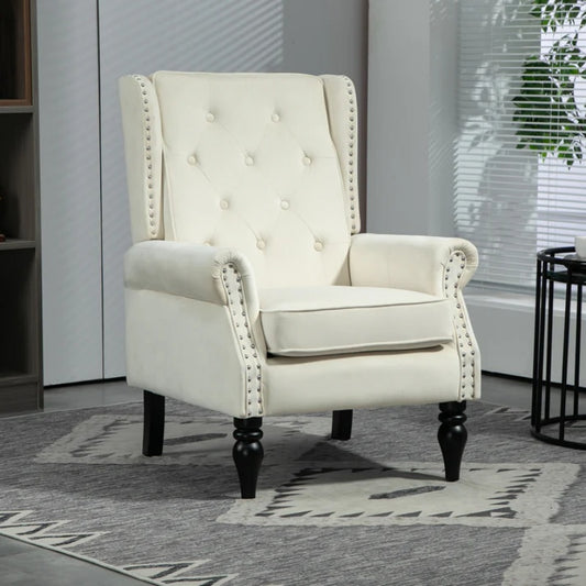 COOLMORE Wood Frame Armchair, Modern Accent Chair Lounge Chair with Sturdy Wood Legs for Living Room Bedroom (Beige)-海智集-Default-