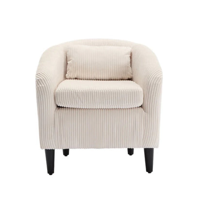 COOLMORE Living Room Accent Barrel Chair, Century Modern Style Decorative Chair, Armchair for Living Room with Thick Cushions and Pillows, Comfy Single Sofa Chair, Chair with Wooden Legs,Beige-海智集-Default-