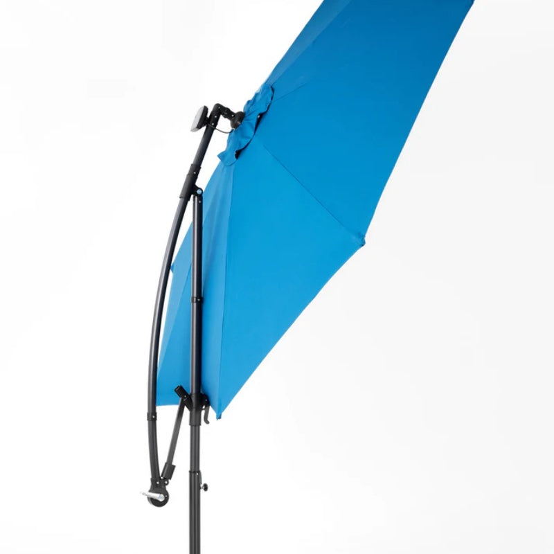 10ft Solar LED Offset Hanging Market Patio Umbrella ( Dark blue)(No Base)-海智集-Default-