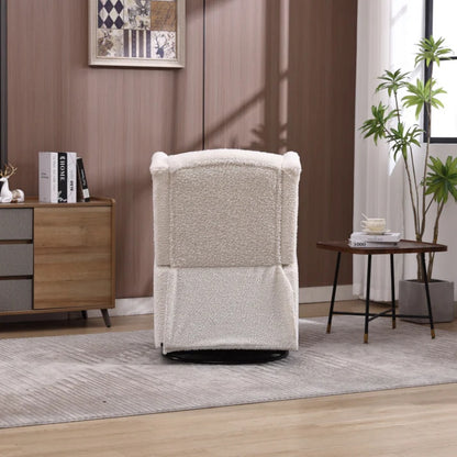 COOLMORE Rocking Recliner Chair,360 Degree Swivel Nursery Rocking Chair,Glider Chair,Modern Small Rocking Swivel Recliner Chair for Bedroom,Living Room Chair Home Theater Seat (White Teddy)-海智集-Default-