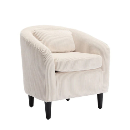 COOLMORE Living Room Accent Barrel Chair, Century Modern Style Decorative Chair, Armchair for Living Room with Thick Cushions and Pillows, Comfy Single Sofa Chair, Chair with Wooden Legs,Beige-海智集-Default-