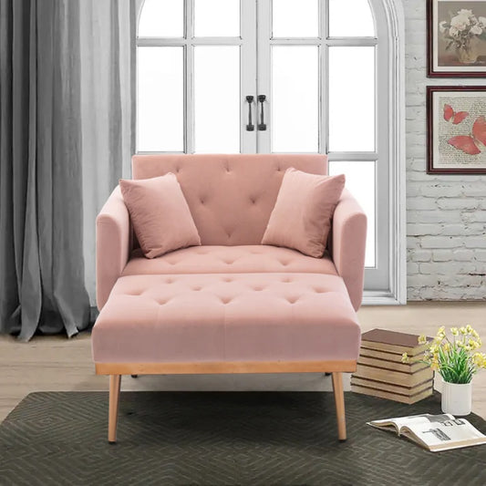 COOLMORE fashionable and classic style chaise lounge chair / accent chair for Living Room, bedroom (Pink Velvet)-海智集-Default-