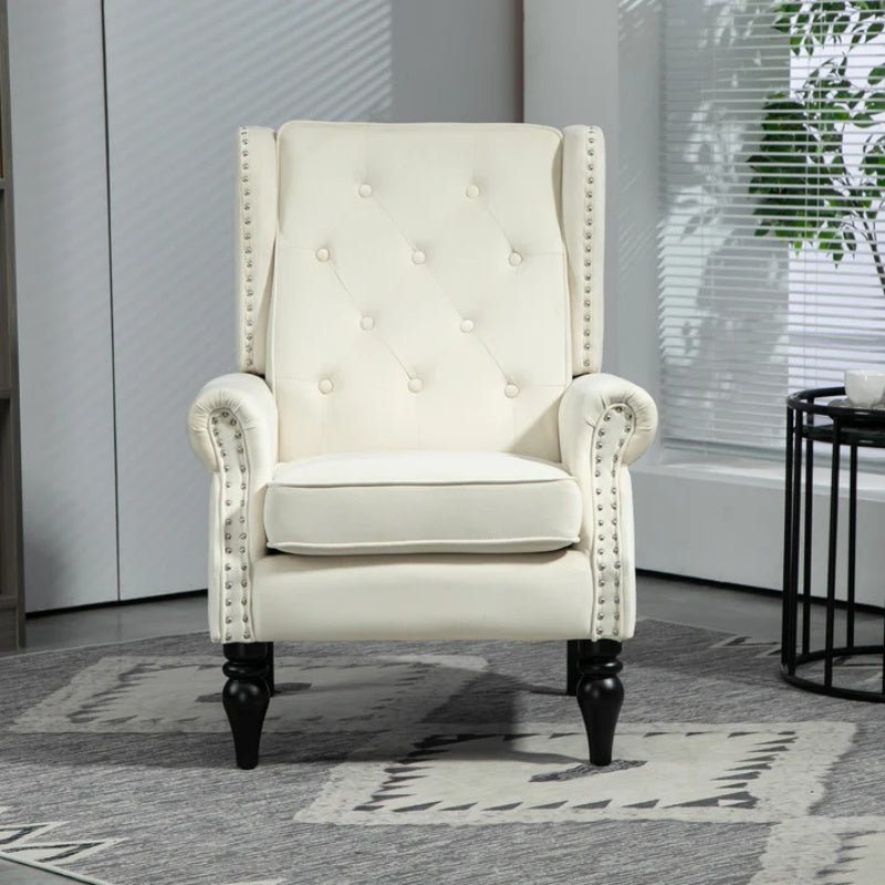 COOLMORE Wood Frame Armchair, Modern Accent Chair Lounge Chair with Sturdy Wood Legs for Living Room Bedroom (Beige)-海智集-Default-