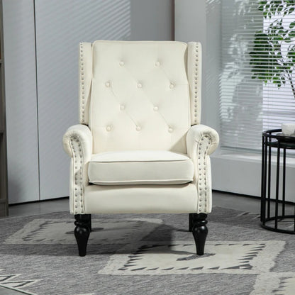 COOLMORE Wood Frame Armchair, Modern Accent Chair Lounge Chair with Sturdy Wood Legs for Living Room Bedroom (Beige)-海智集-Default-