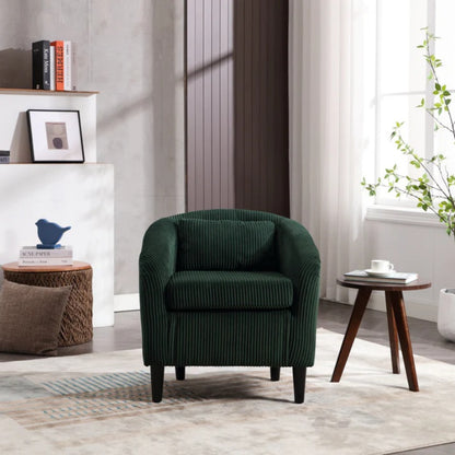 COOLMORE Living Room Accent Barrel Chair, Century Modern Style Decorative Chair, Armchair for Living Room with Thick Cushions and Pillows, Comfy Single Sofa Chair, Chair with Wooden Legs-海智集-Default-