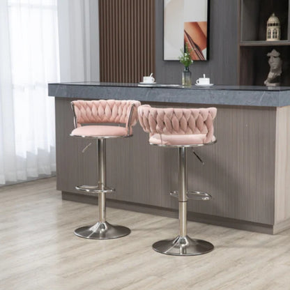 COOLMORE Swivel Bar Stools Set of 2 Adjustable Counter Height Chairs with Footrest for Kitchen, Dining Room 2PC/SET-海智集-Default-