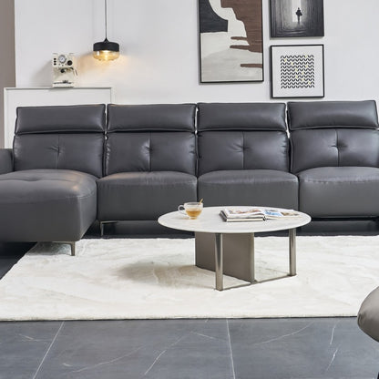 The black genuine leather Italian-style sofa is a light luxury four-seater, soft and easy to clean-海智集-