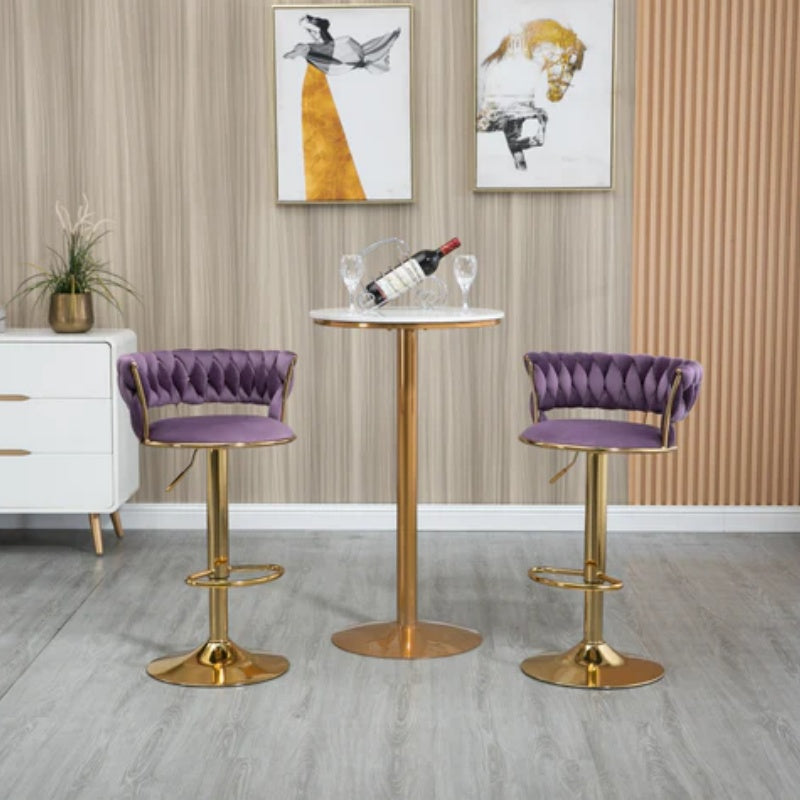 COOLMORE Swivel Bar Stools Set of 2 Adjustable Counter Height Chairs with Footrest for Kitchen, Dining Room 2PC/SET-海智集-Default-