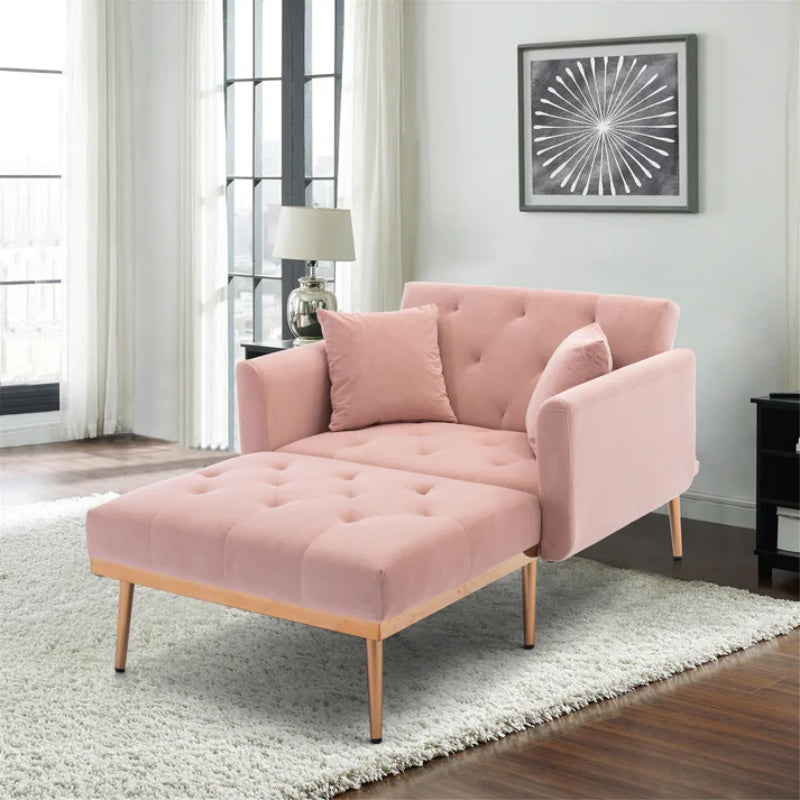 COOLMORE fashionable and classic style chaise lounge chair / accent chair for Living Room, bedroom (Pink Velvet)-海智集-Default-