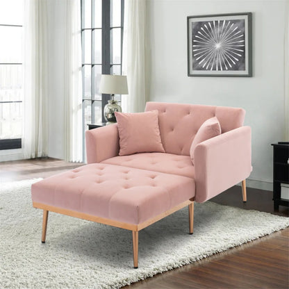COOLMORE fashionable and classic style chaise lounge chair / accent chair for Living Room, bedroom (Pink Velvet)-海智集-Default-