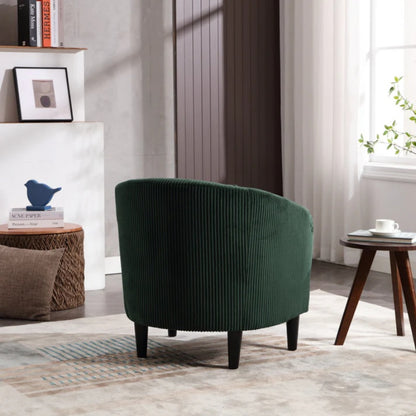 COOLMORE Living Room Accent Barrel Chair, Century Modern Style Decorative Chair, Armchair for Living Room with Thick Cushions and Pillows, Comfy Single Sofa Chair, Chair with Wooden Legs-海智集-Default-
