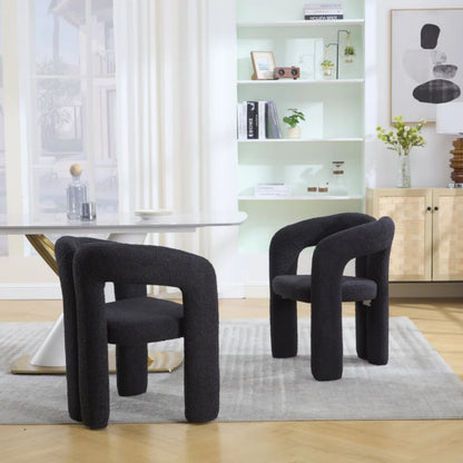 COOLMORE Contemporary Designed Teddy Fabric Upholstered Accent/Dining Chair, Black, Soft Velvet, 24'' x 20.5'' x 28''-海智集-Default-