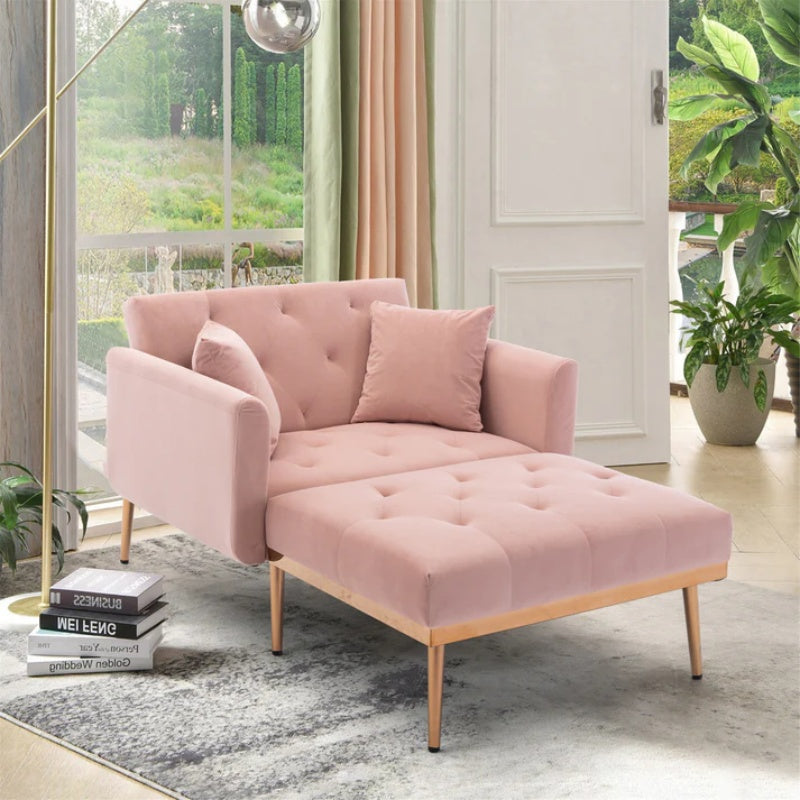 COOLMORE fashionable and classic style chaise lounge chair / accent chair for Living Room, bedroom (Pink Velvet)-海智集-Default-