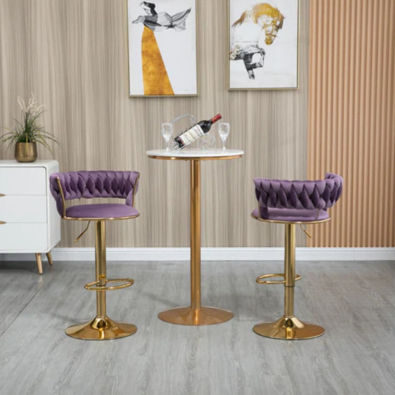 COOLMORE Swivel Bar Stools Set of 2 Adjustable Counter Height Chairs with Footrest for Kitchen, Dining Room 2PC/SET-海智集-Default-