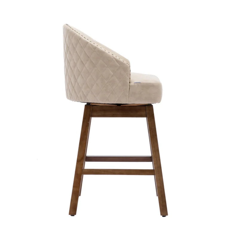 COOLMORE Bar Stools Set of 2 Counter Height Chairs with Footrest for Kitchen, Dining Room And 360 Degree Swivel-海智集-Default-
