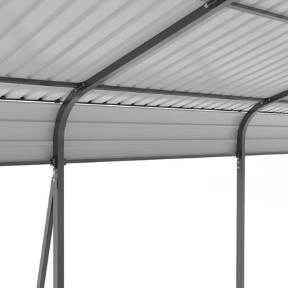 Metal Carport 12×20 Car Port, Outdoor Storage Heavy Duty Metal Canopy Multi-Use Garage Shed for Car and Truck, Carport Kit with Galvanized Steel Roof Building and Frame-海智集-Default-