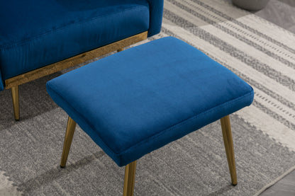 COOLMORE Velvet Accent Chair with Adjustable Armrests and Backrest, Button Tufted Lounge Chair, Single Recliner Armchair with Ottoman-海智集-Default-