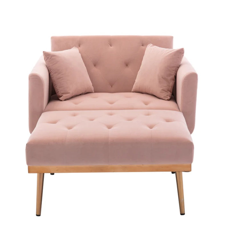 COOLMORE fashionable and classic style chaise lounge chair / accent chair for Living Room, bedroom (Pink Velvet)-海智集-Default-