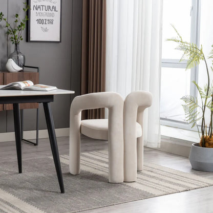 Contemporary Designed Velvet Fabric Upholstered Accent/Dining Chair /Barrel Side Chairs Kitchen Armchair for Living Room set of 2 (Beige Velvet)-海智集-Default-