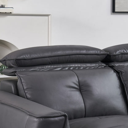 The black genuine leather Italian-style sofa is a light luxury four-seater, soft and easy to clean-海智集-