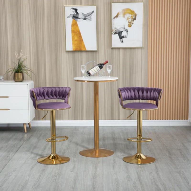 COOLMORE Swivel Bar Stools Set of 2 Adjustable Counter Height Chairs with Footrest for Kitchen, Dining Room 2PC/SET-海智集-Default-