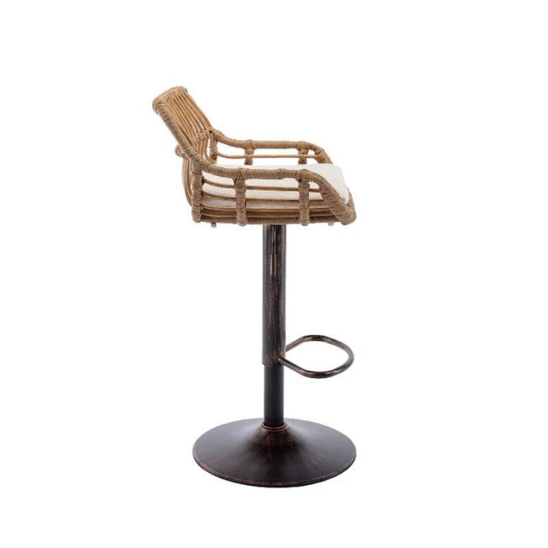 COOLMORE Modern Swivel Bar Stools Set of 2 with Adjustable Counter Height and Footrest in Beige Linen-海智集-Default-
