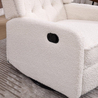 COOLMORE Rocking Recliner Chair,360 Degree Swivel Nursery Rocking Chair,Glider Chair,Modern Small Rocking Swivel Recliner Chair for Bedroom,Living Room Chair Home Theater Seat (White Teddy)-海智集-Default-