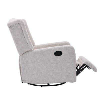 COOLMORE Rocking Recliner Chair,360 Degree Swivel Nursery Rocking Chair,Glider Chair,Modern Small Rocking Swivel Recliner Chair for Bedroom,Living Room Chair Home Theater Seat (White Teddy)-海智集-Default-