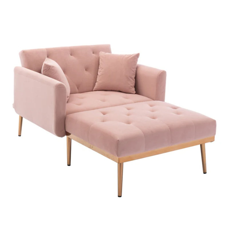 COOLMORE fashionable and classic style chaise lounge chair / accent chair for Living Room, bedroom (Pink Velvet)-海智集-Default-