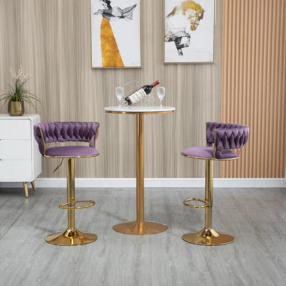 COOLMORE Swivel Bar Stools Set of 2 Adjustable Counter Height Chairs with Footrest for Kitchen, Dining Room 2PC/SET-海智集-Default-